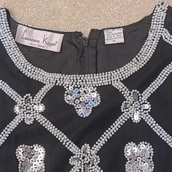 Vintage Lawrence Kazar faux pear and sequin beaded top long back zipper … - Picture 3 of 14